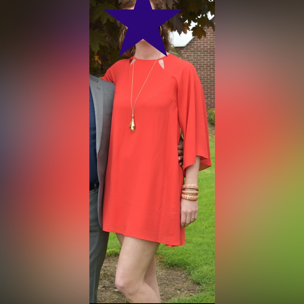 Orange 70s Style Mini Dress